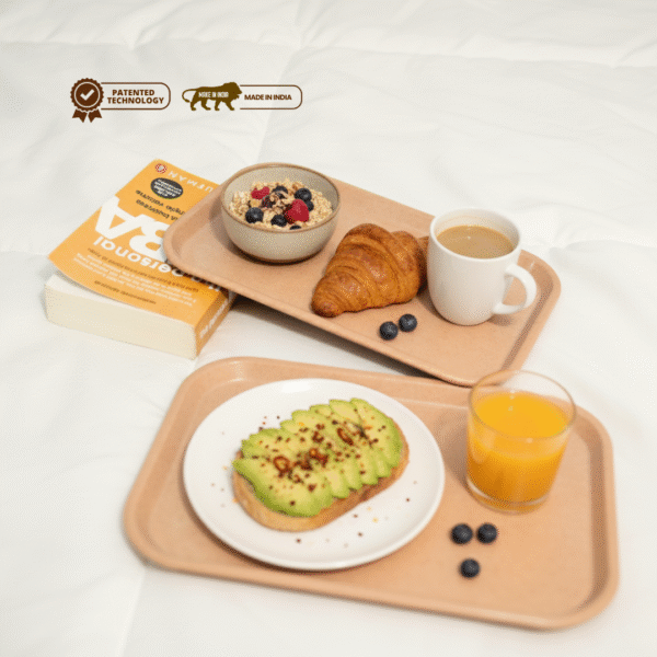 Eco-Friendly Bamboo Tray Set of 2 for Serving (30x20cm)