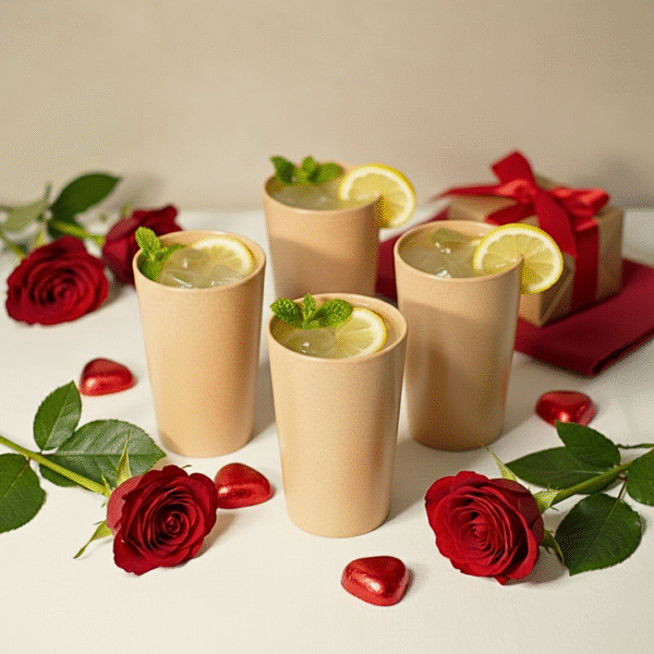 Pacing Grass Bamboo Glasses, Set of 4, 300ml, Eco-Friendly