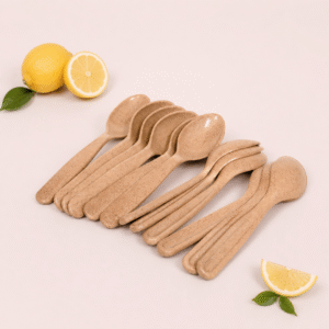Dining Spoon Set – 12-Piece Eco-Friendly Bamboo Bio-Composite Spoon Set by Pacing Grass, BPA-Free, Food-Grade, Microwave & Dishwasher Safe