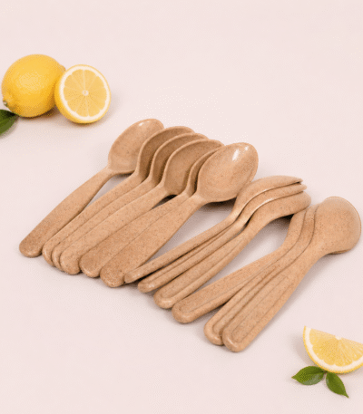 Dining Spoon Set – 12-Piece Eco-Friendly Bamboo Bio-Composite Spoon Set by Pacing Grass, BPA-Free, Food-Grade, Microwave & Dishwasher Safe