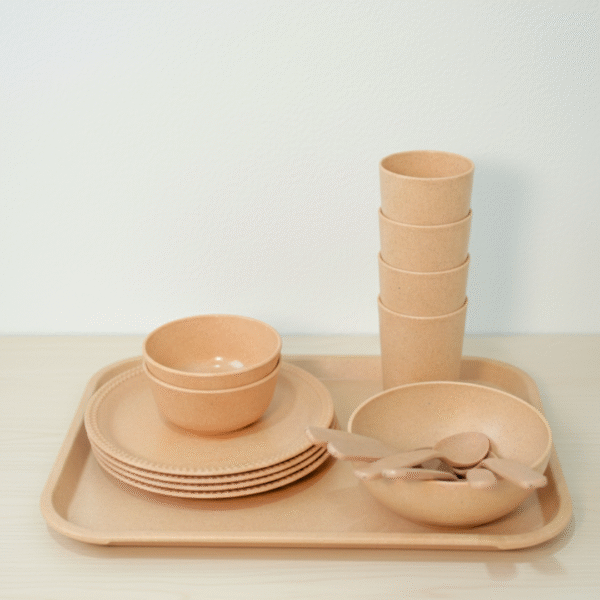 Microwave Safe Reusable Bamboo Combo Dinner Serving Set-18