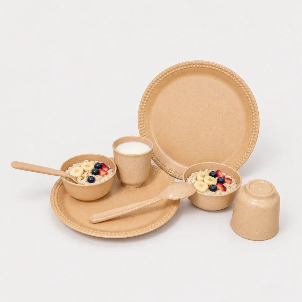 Kids Dining Set made from bamboo bio-composite by Pacing Grass