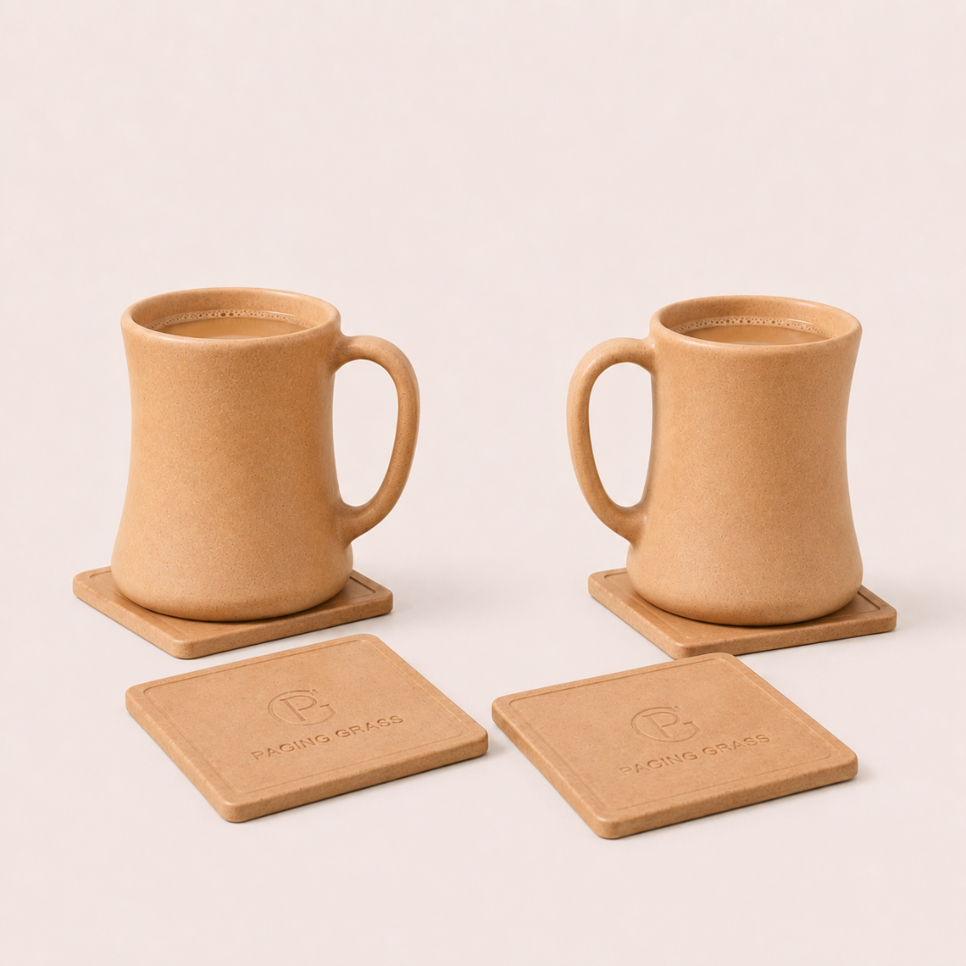 Coffee Mug and Coaster Set made from bamboo bio-composite by Pacing Grass