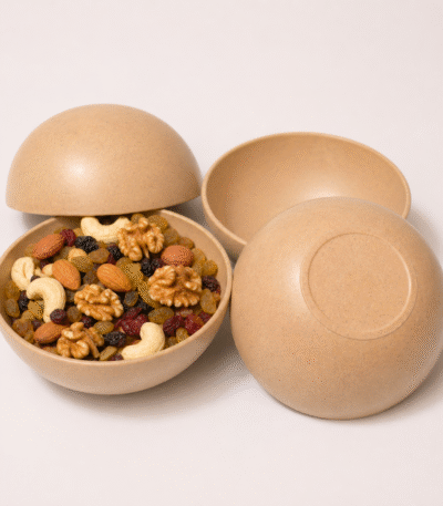 Bamboo Large Serving Bowls Set of 4 750ml Eco-Friendly Bio-Composite Sandy Brown Bowls by Pacing Grass