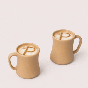 Bamboo coffee mug gift set with two 300ml sandy brown mugs