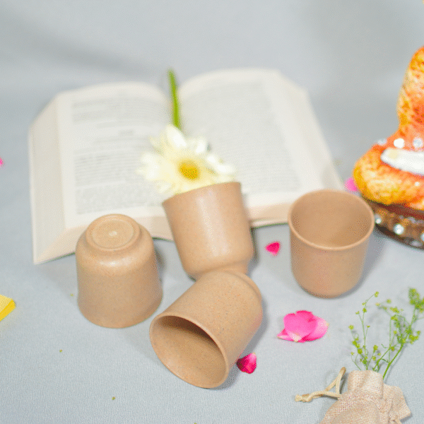 Set of 4 Eco-Friendly Bamboo Chai/Tea Kullads, 160ml