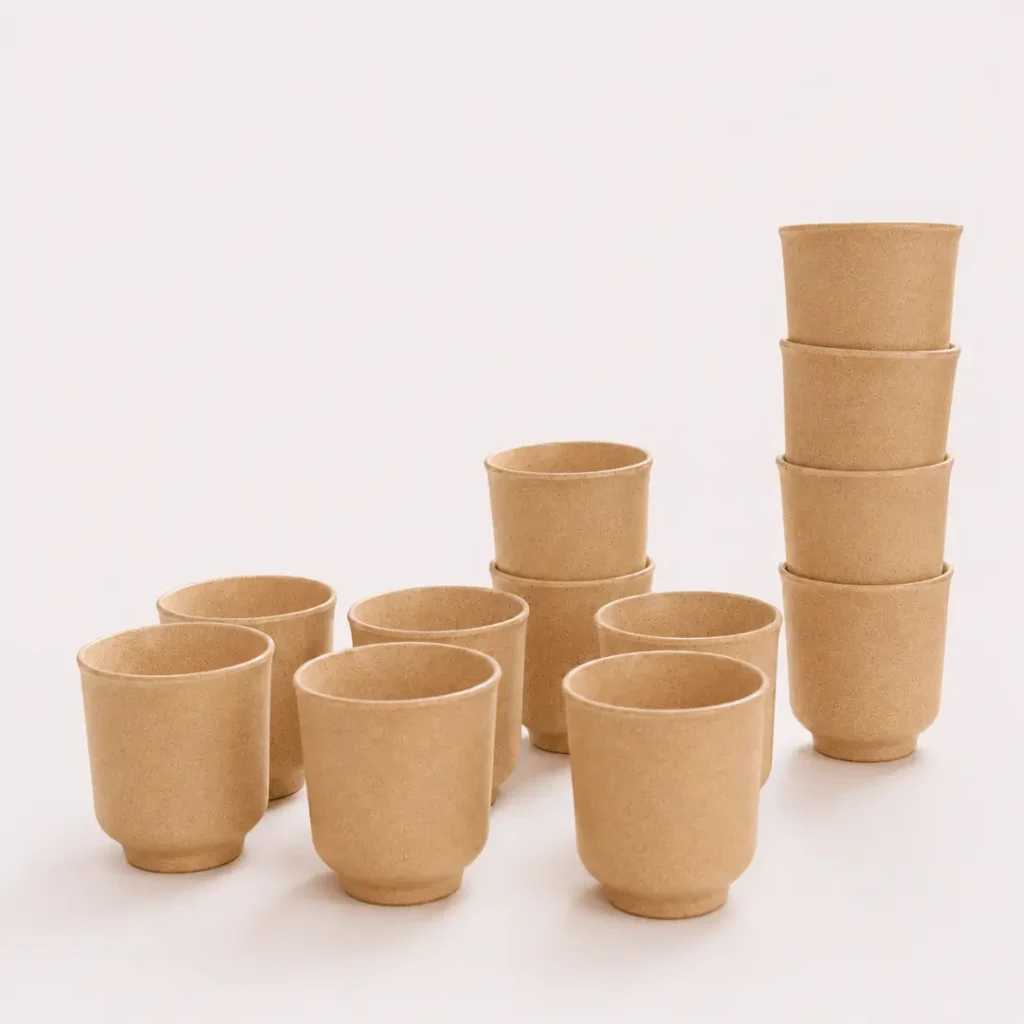 Chai Cup Set of 12 made from patented bamboo bio-composite by Pacing Grass