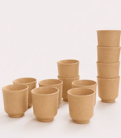 Chai Cup Set of 12 made from patented bamboo bio-composite by Pacing Grass