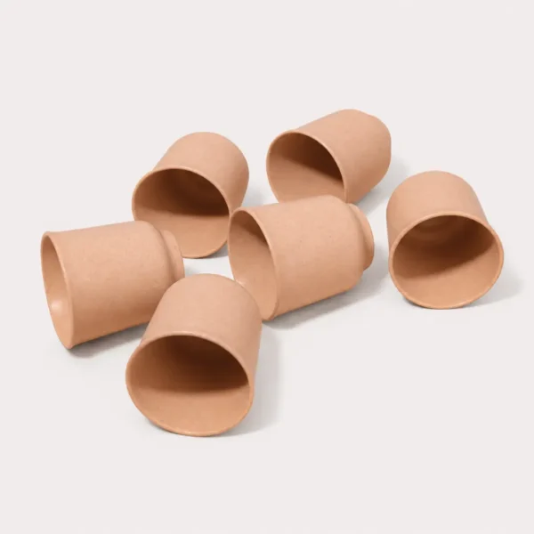 Bamboo Tea Kullads Set of 6 by Pacing Grass made from patented bio-composite for sustainable tea serving