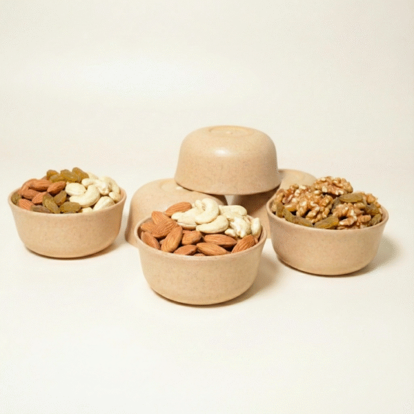 Set of 6 Eco-Friendly Bamboo Multipurpose Bowls, 200ml