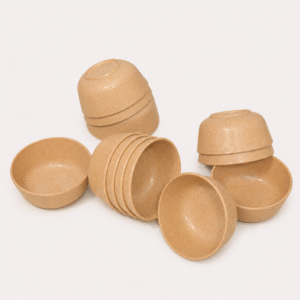 Party Bowl Set with 12 eco-friendly bamboo multipurpose bowls in natural brown finish