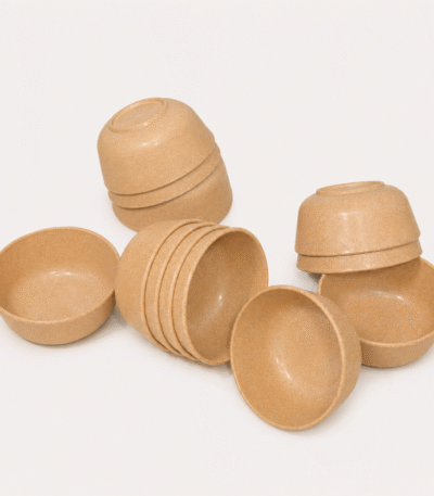 Party Bowl Set with 12 eco-friendly bamboo multipurpose bowls in natural brown finish