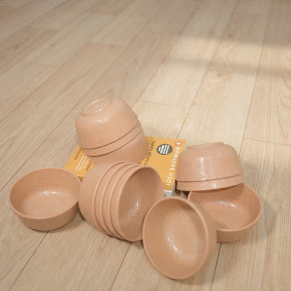 Set of 12 Eco-Friendly Bamboo Multipurpose Bowls, 300ml