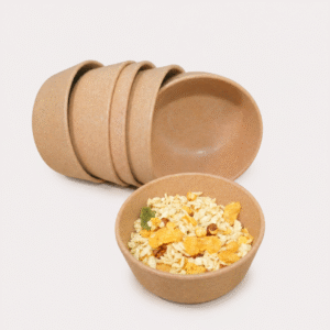 Family Bowl Set with 6 eco-friendly bamboo multipurpose bowls in natural brown