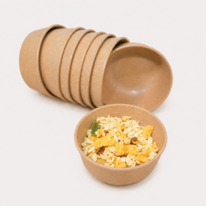 Dinner Bowl Set with 8 eco-friendly bamboo multipurpose bowls in natural brown