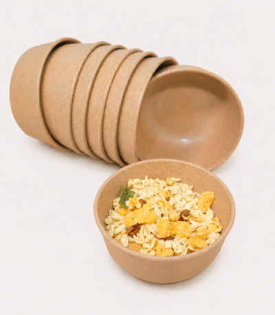 Dinner Bowl Set with 8 eco-friendly bamboo multipurpose bowls in natural brown