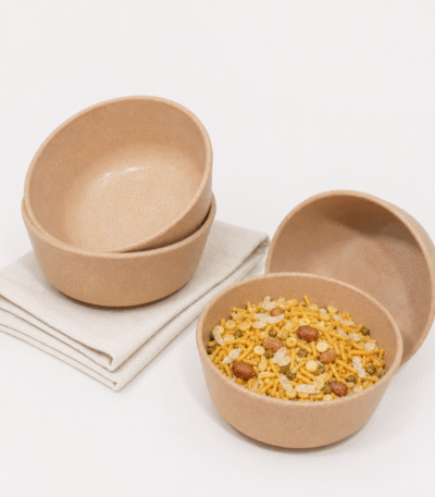 Bamboo Fiber Bowls Set of 4 in Natural Brown by Pacing Grass