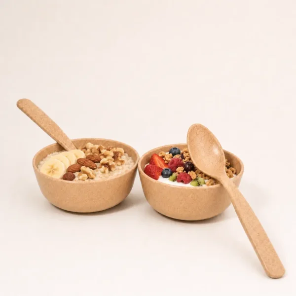 Bowl and spoon set for couples bamboo