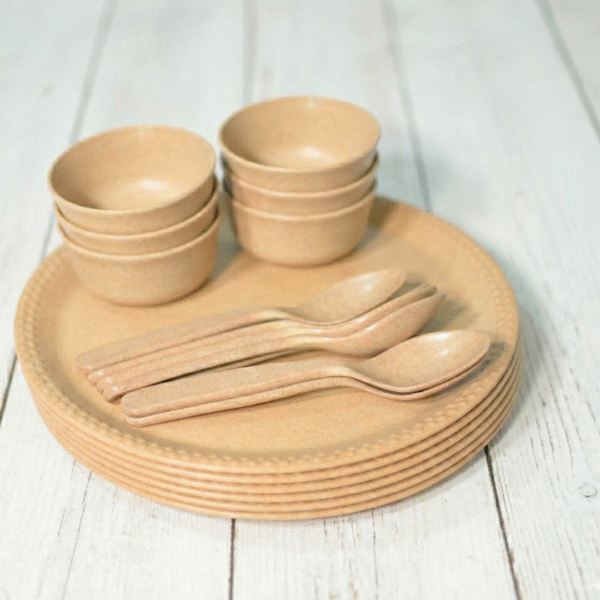 Bamboo Dinner Set (18 Pc) - Eco-Friendly & Safe