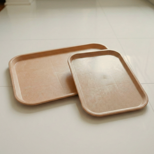 2pc Bamboo Rectangle Serving Tray Set Microwave Safe
