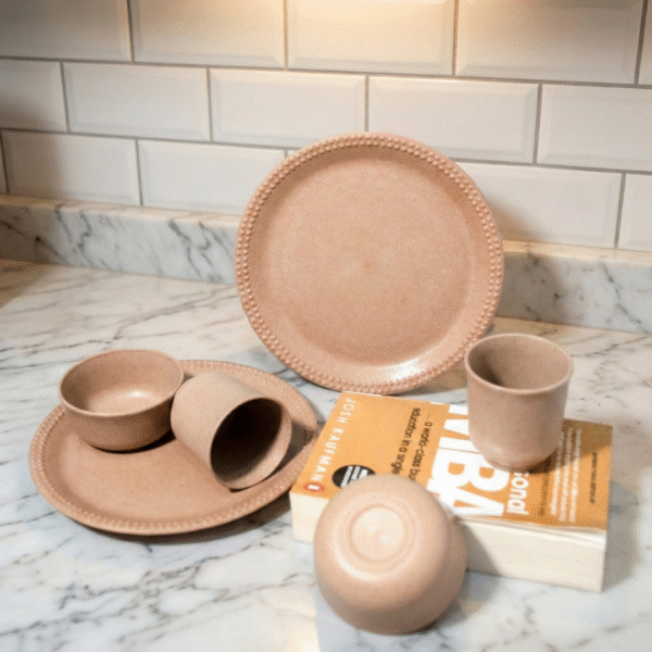 6-Pc Microwave Safe Bamboo Kids Dinner Set Eco-Friendly