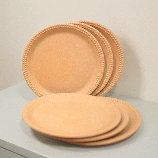 Set of 6 Bamboo 8" Microwave Safe Dinner Plates Eco