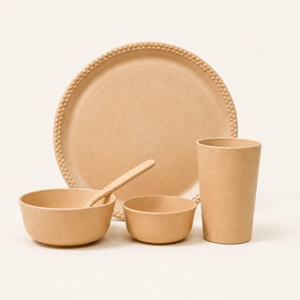 Bamboo Fiber Dinner Set of 5 Pcs — Unbreakable, Microwave Safe & Eco-Friendly Dinnerware by Pacing Grass