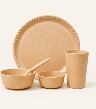 Bamboo Fiber Dinner Set of 5 Pcs — Unbreakable, Microwave Safe & Eco-Friendly Dinnerware by Pacing Grass