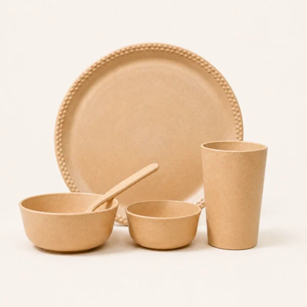 Bamboo Fiber Dinner Set of 5 Pcs — Unbreakable, Microwave Safe & Eco-Friendly Dinnerware by Pacing Grass