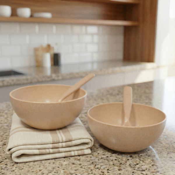 Eco-Friendly Bamboo Soup Bowl & Spoon Set 750ml (2 Pc) Microwave Safe