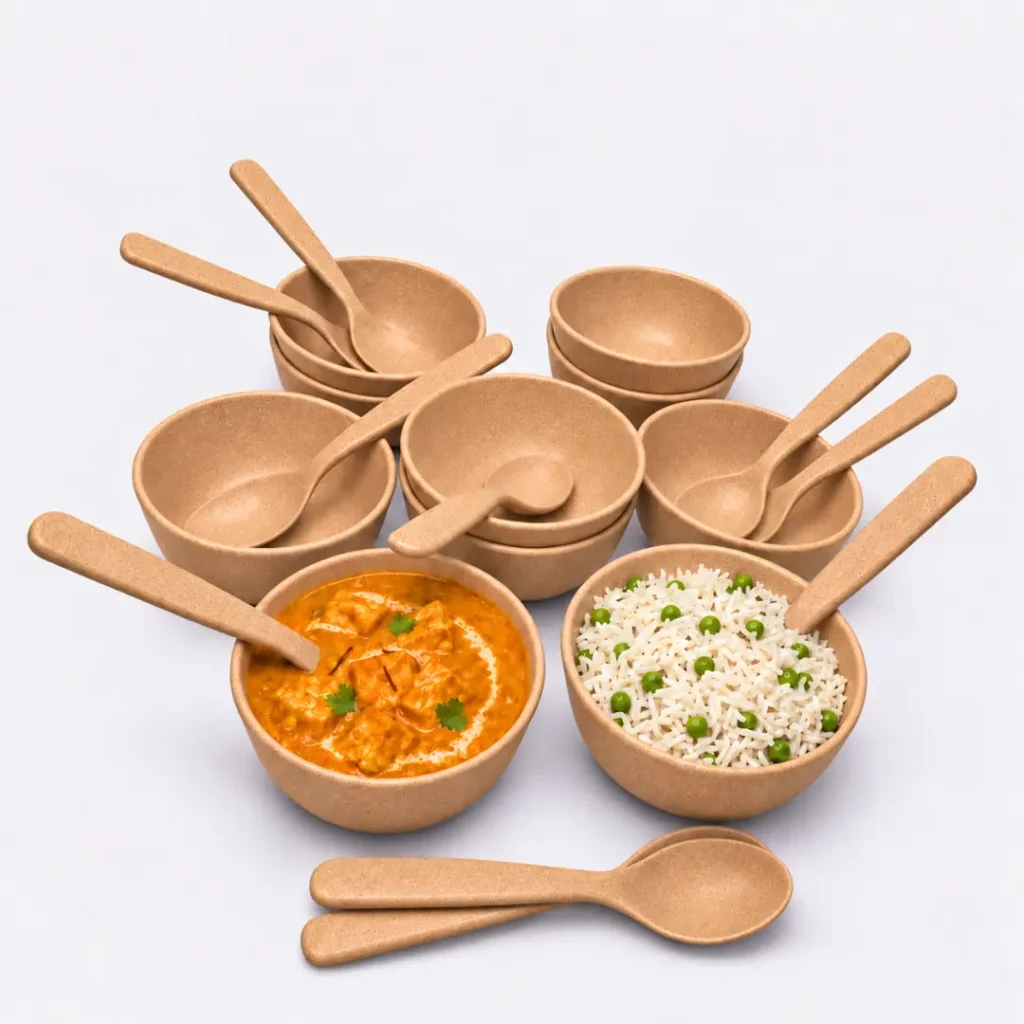 10-piece bowl and spoon set bamboo combo for big family