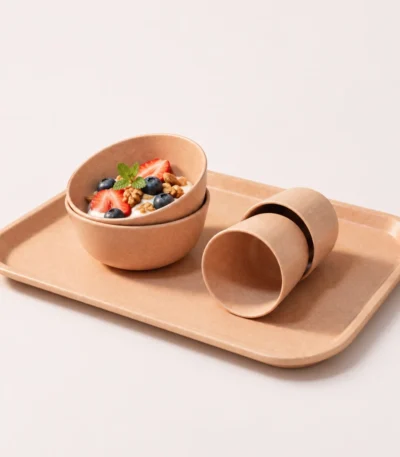 Bamboo Snack Beverage Serving Set