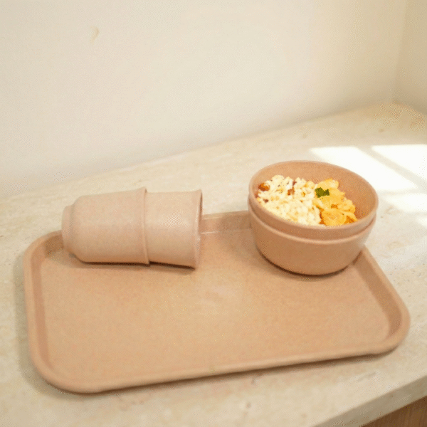 5-Pc Eco-Friendly Bamboo Snack & Tea Set | Microwave Safe