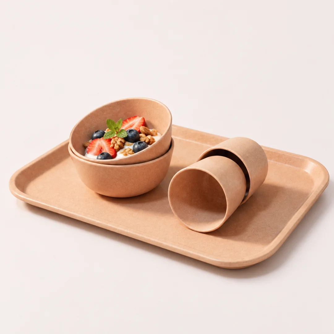 1 Bamboo Snack Beverage Serving Set