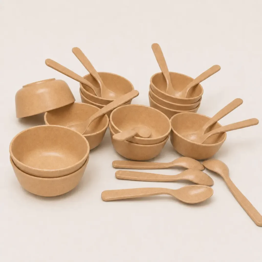 Sustainable Bowl and Spoon Set with 6 Bowls and 6 Spoons