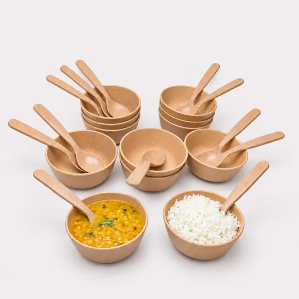 Sustainable Bowl and Spoon Set with 6 Bowls and 6 Spoons