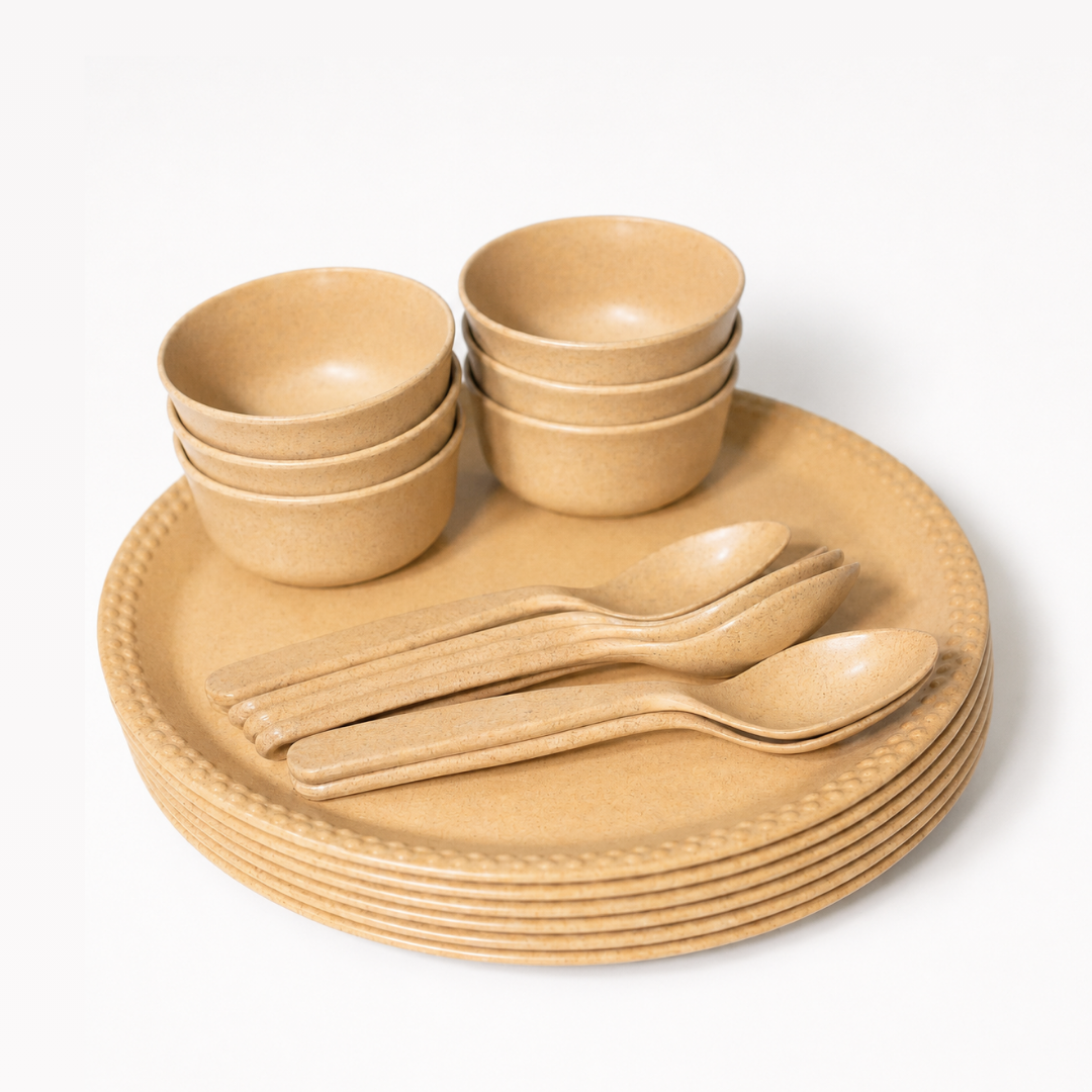 Family Bamboo Dining Set - Pack of 18 post (2)