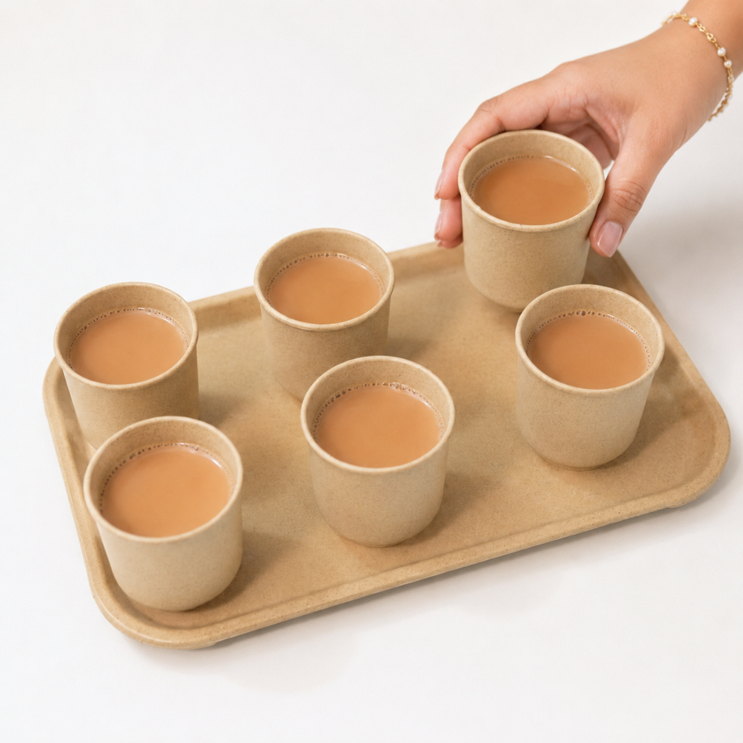 Kullad tea set with tray, pack of 7