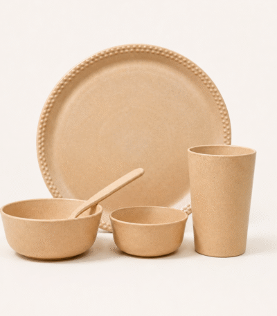 Bamboo Fiber Dinner Set of 5 Pcs — Unbreakable, Microwave Safe & Eco-Friendly Dinnerware by Pacing Grass