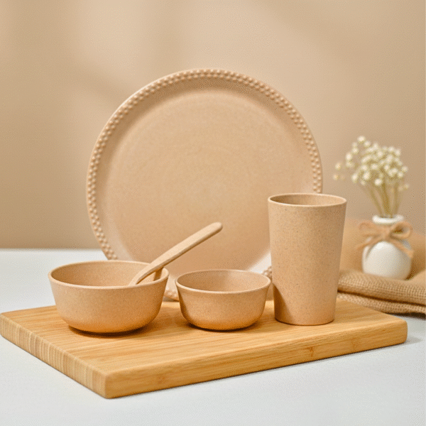 Microwave Safe 5Pc Bamboo Fiber Dinner Set for Gift