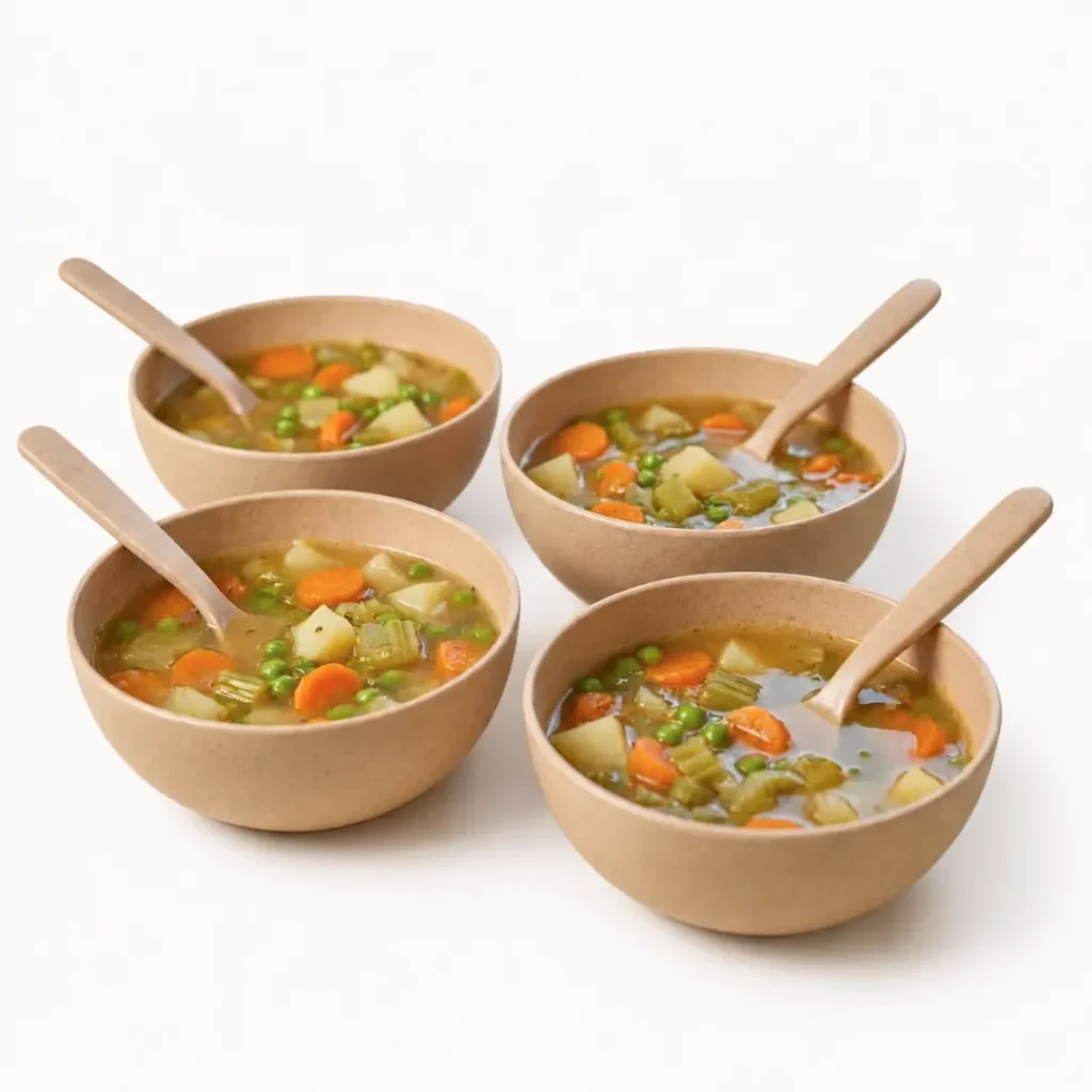 Meal Bowl Set with four 750ml bamboo bowls and matching spoons