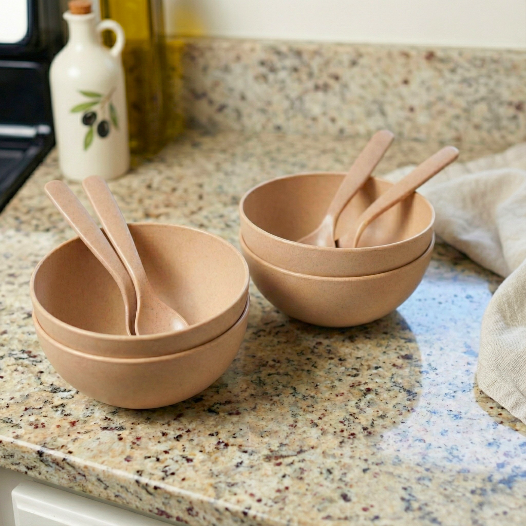 61. Kitchen Essential - Bamboo Bowls and Spoon Set - Pack of 8 post