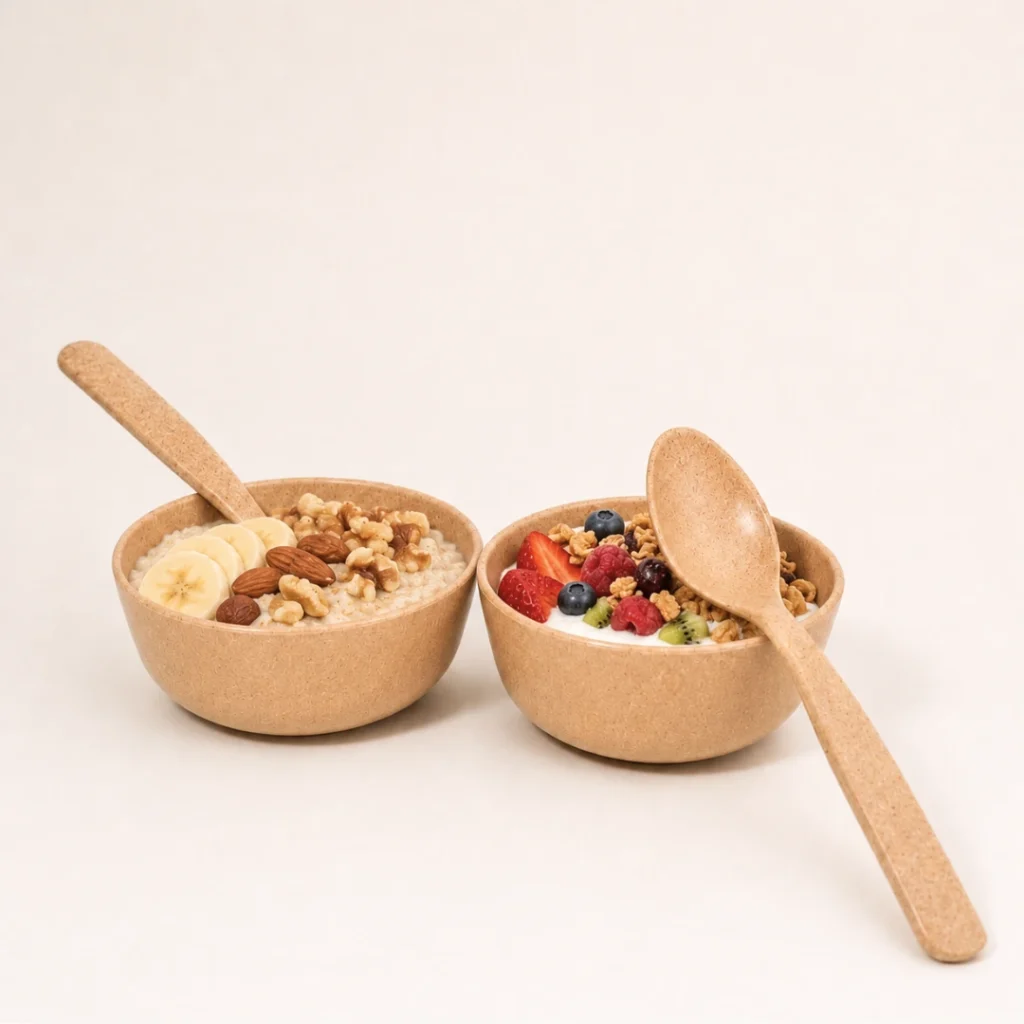 Bowl and spoon set for couples bamboo