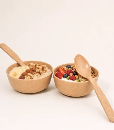 Bowl and spoon set for couples bamboo