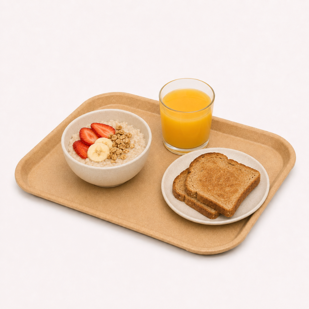 Big bamboo serving tray 40x30cm sandy brown rectangular tray by Pacing Grass
