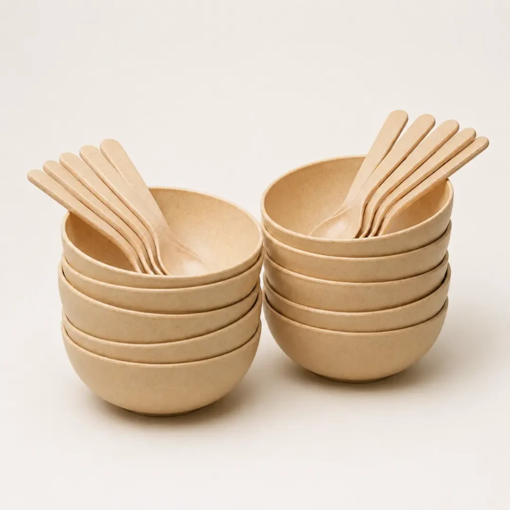 Family Serving Bowl Set - Pacing Grass 10-Piece 750ml Sustainable Sandy Brown Dining Collection