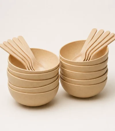 Family Serving Bowl Set - Pacing Grass 10-Piece 750ml Sustainable Sandy Brown Dining Collection