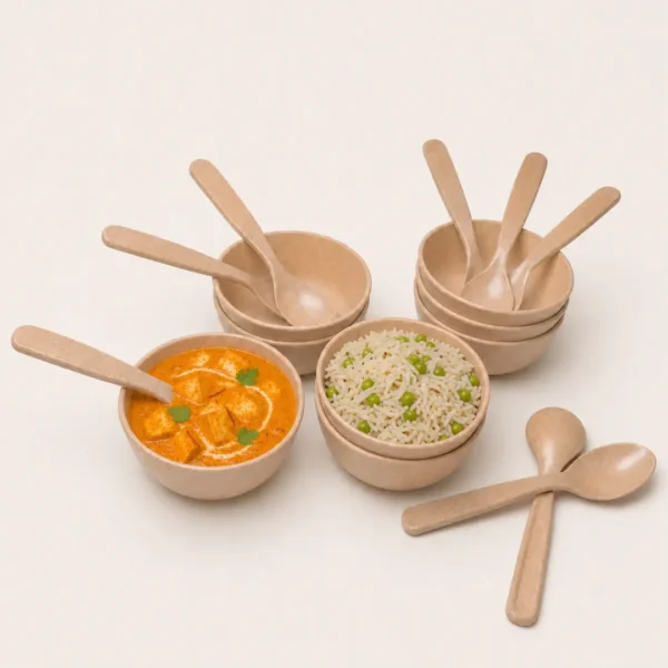 Guest Serving Bowl and Spoon Set for Snacks and Desserts