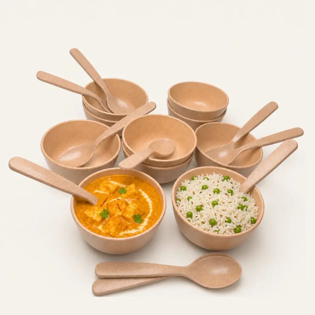 10-piece bowl and spoon set bamboo combo for big family