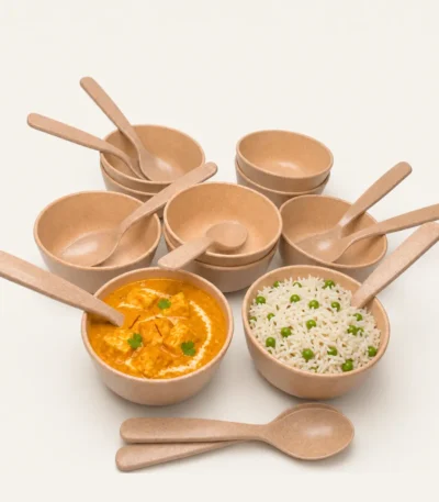 10-piece bowl and spoon set bamboo combo for big family